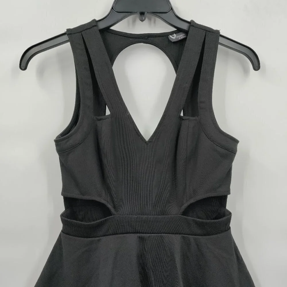 Sparkle & Fade Bodycon V Neck Side Cutout Ponte Peplum Dress Size 6 Women Black